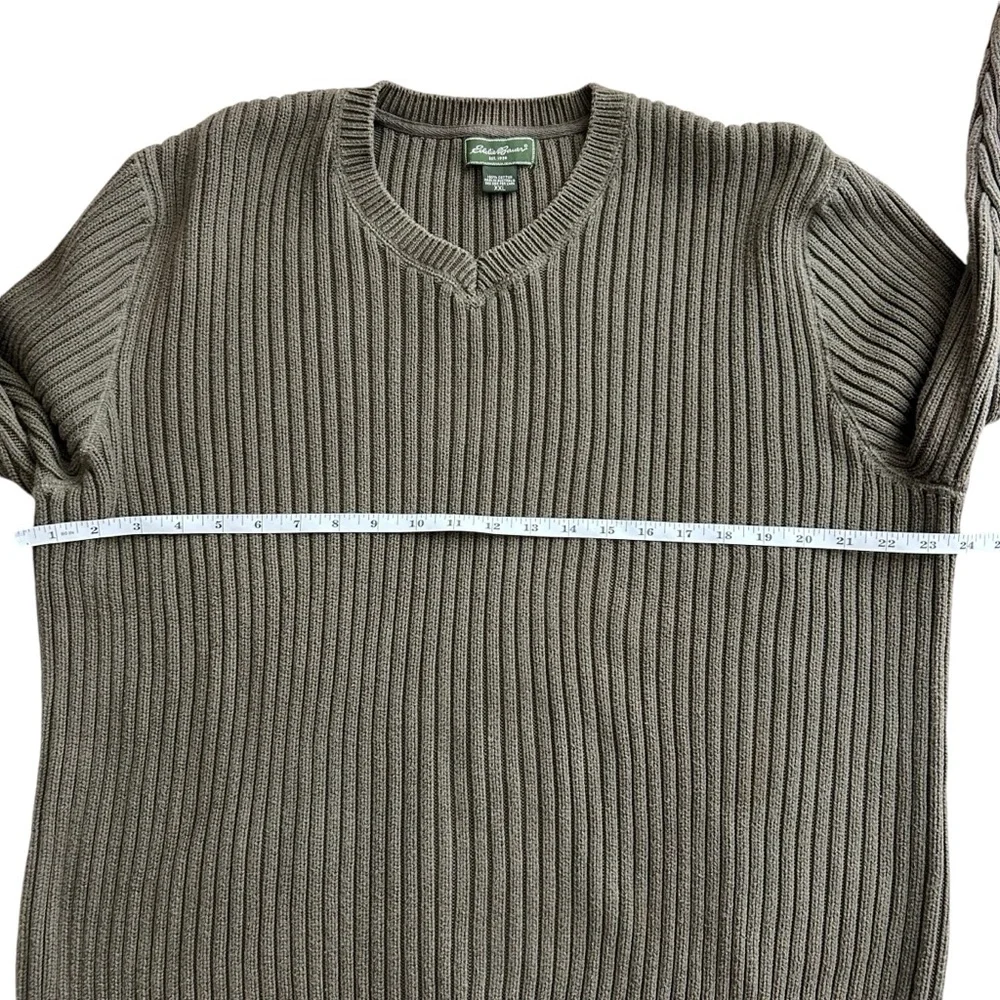 Eddie Bauer Men’s Ribbed Knit Heavy Cotton V-neck Sweater. Size XXL. - Picture 6 of 8